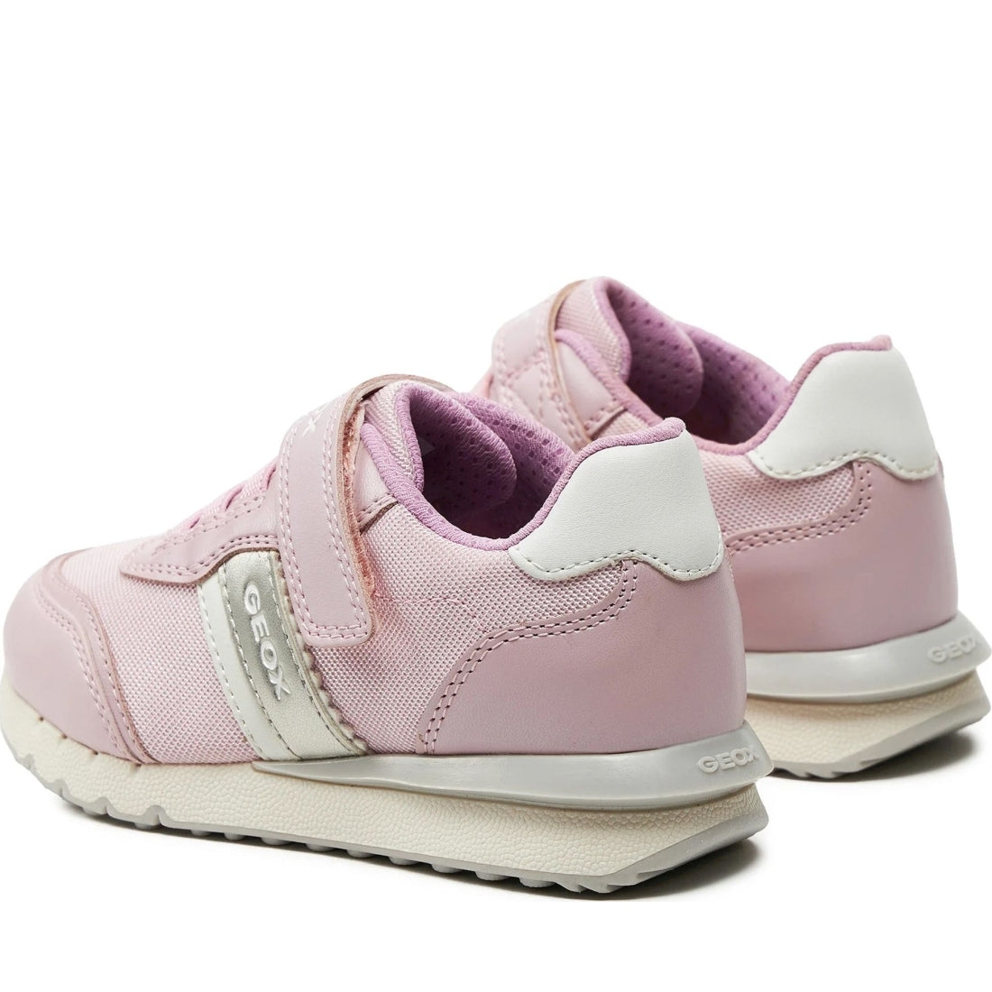 Geox girls pink, white fastics sneakers | Vilbury London