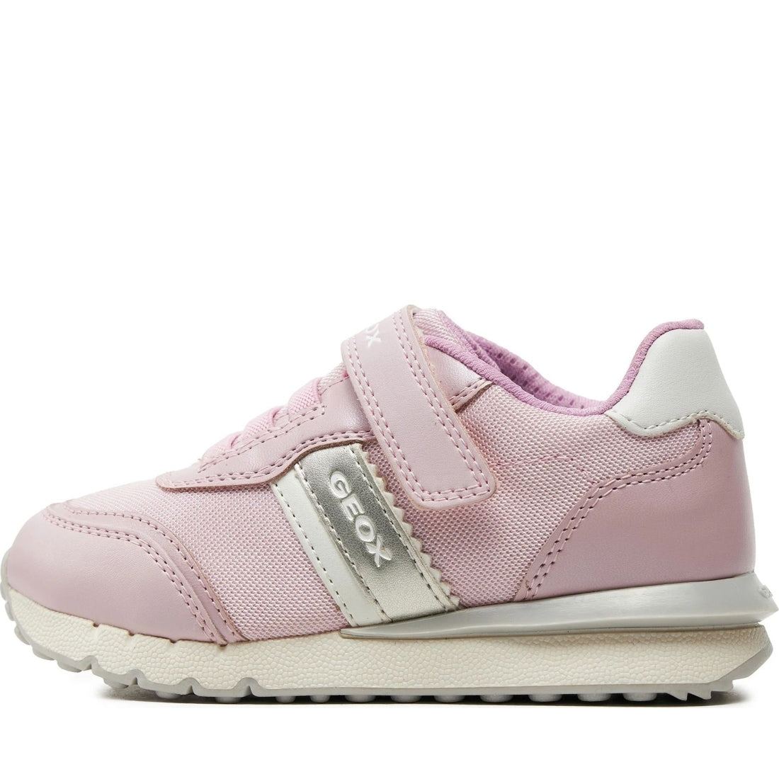 Geox girls pink, white fastics sneakers | Vilbury London