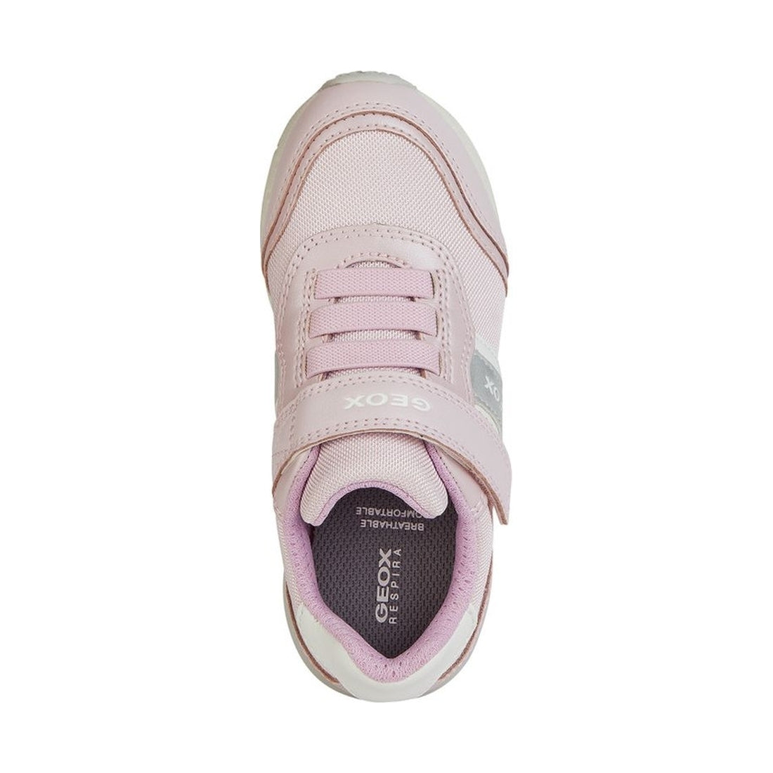 Geox girls pink, white fastics sneakers | Vilbury London