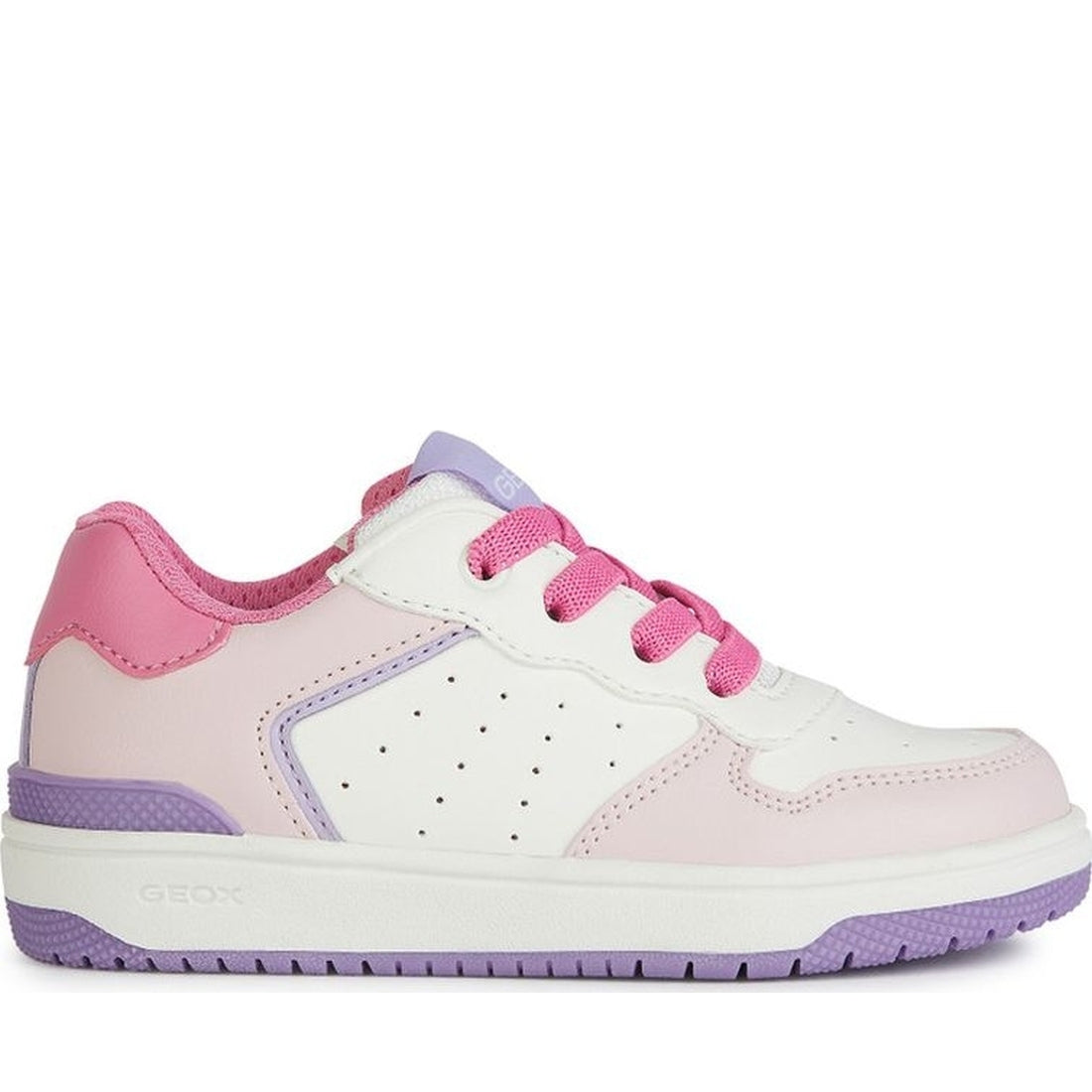 Geox girls white, dk pink washiba sneakers | Vilbury London