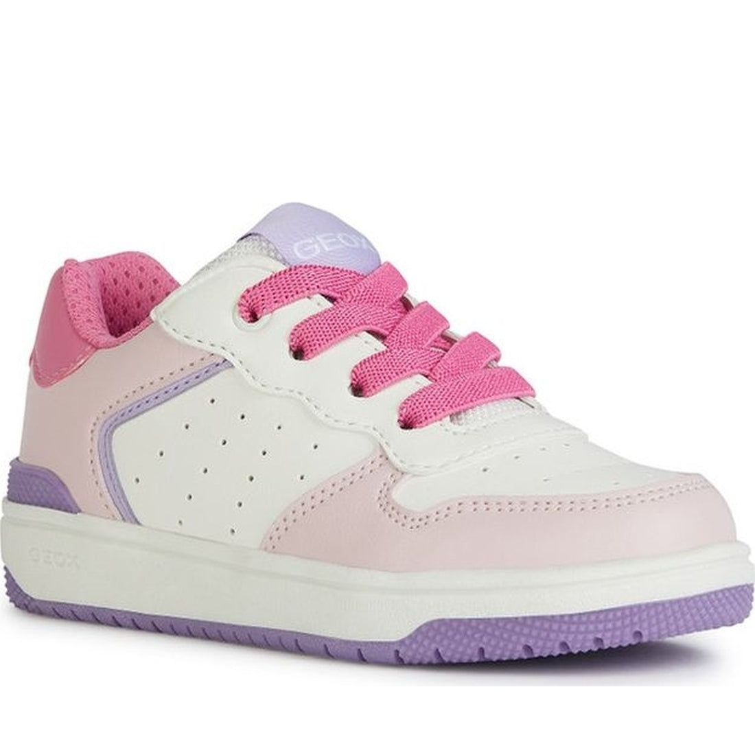 Geox girls white, dk pink washiba sneakers | Vilbury London