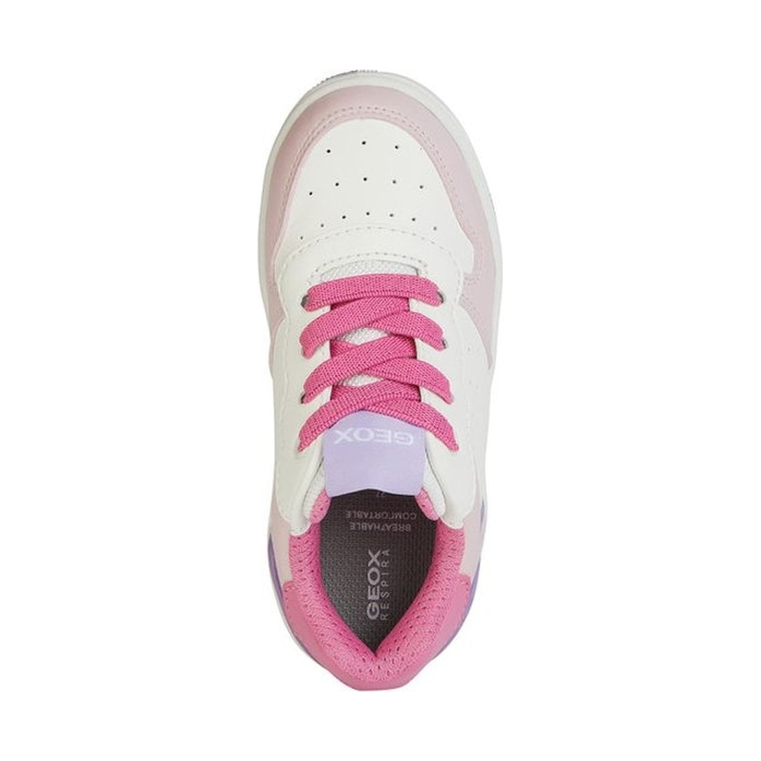 Geox girls white, dk pink washiba sneakers | Vilbury London