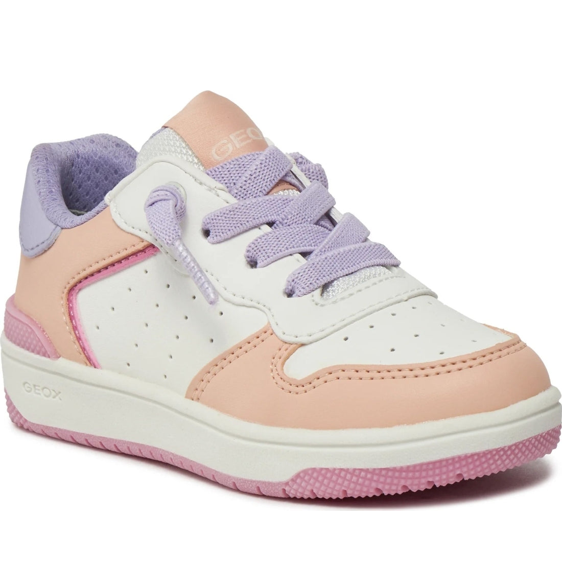 Geox girls white, peach washiba sneakers | Vilbury London