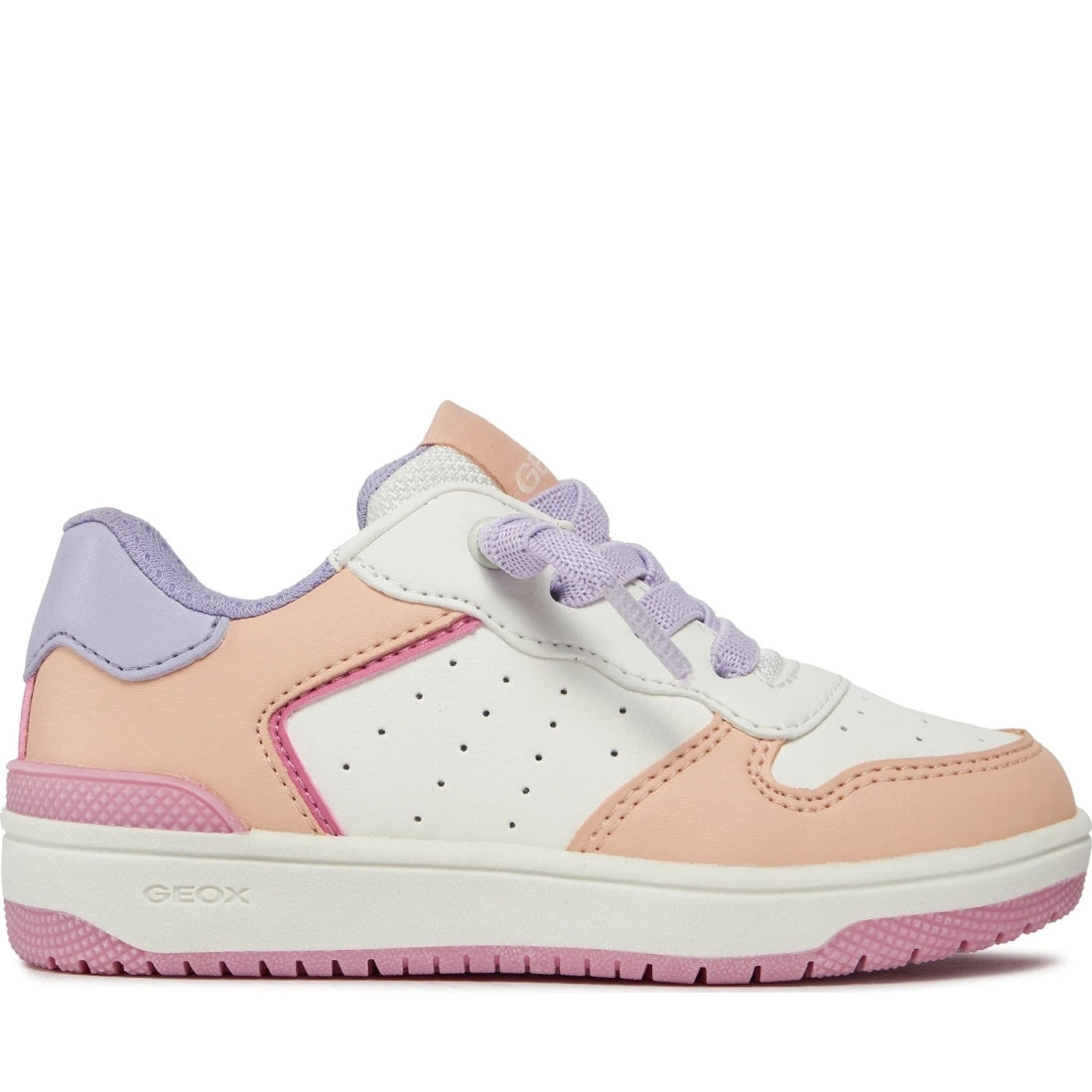 Geox girls white, peach washiba sneakers | Vilbury London