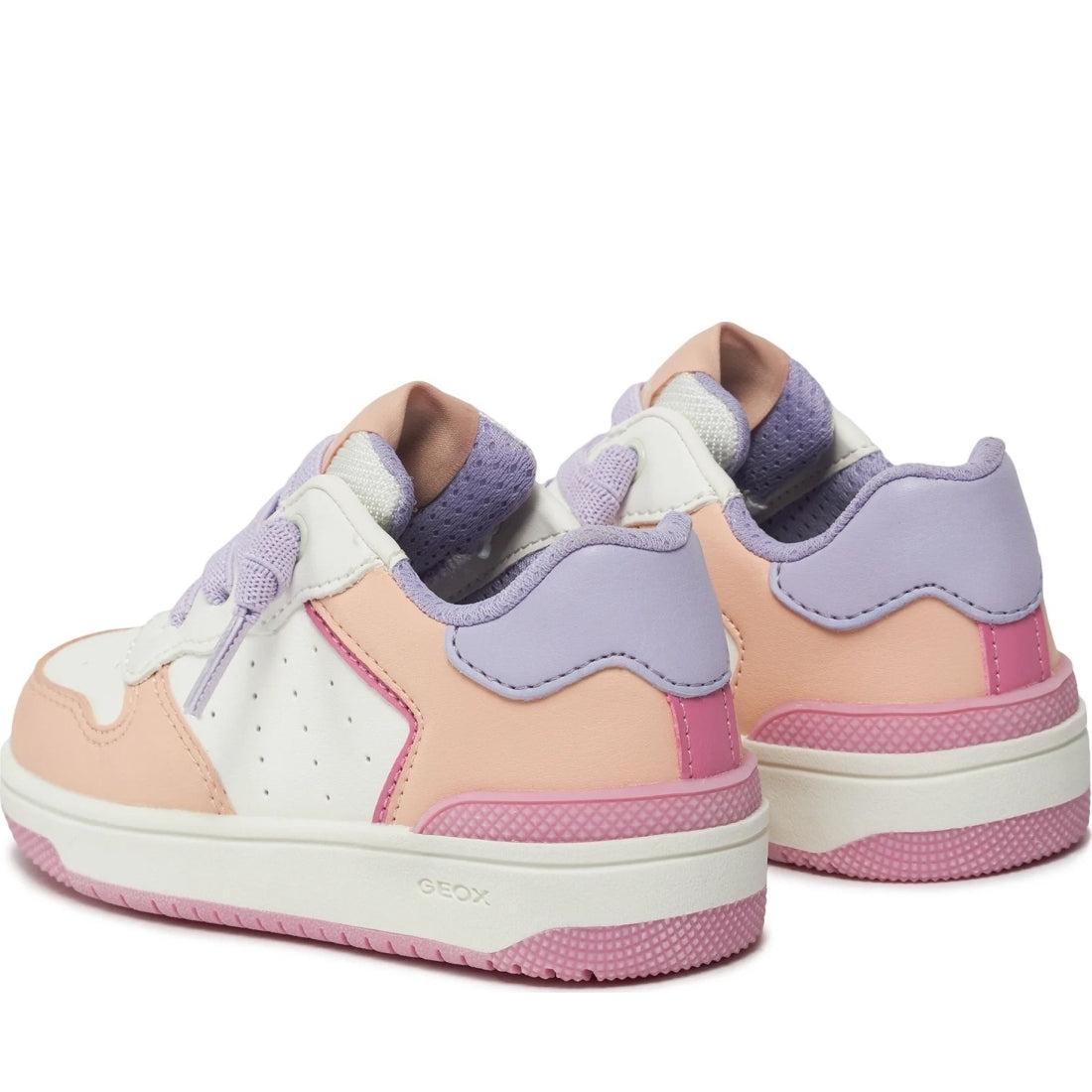 Geox girls white, peach washiba sneakers | Vilbury London