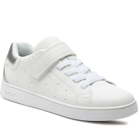Geox girls white, silver eclyper sneakers | Vilbury London