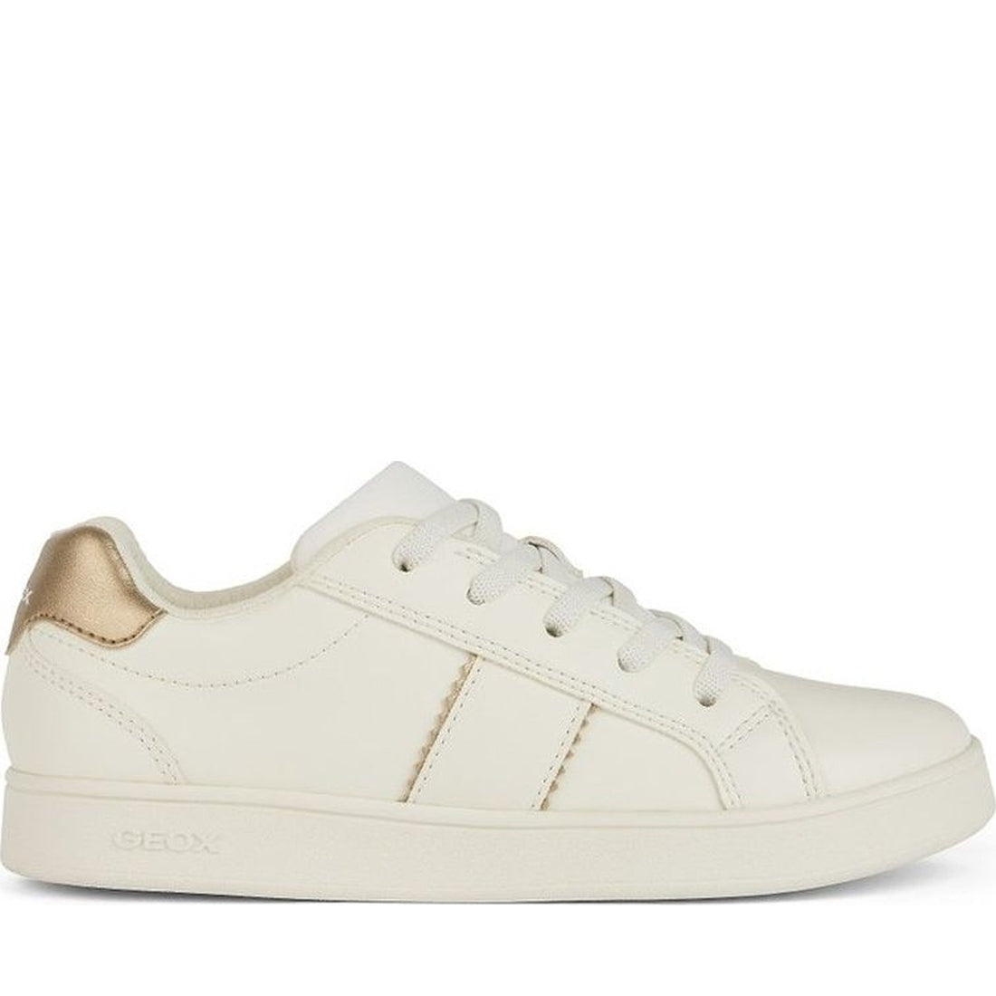 Geox girls white, platinum eclyper sneakers | Vilbury London