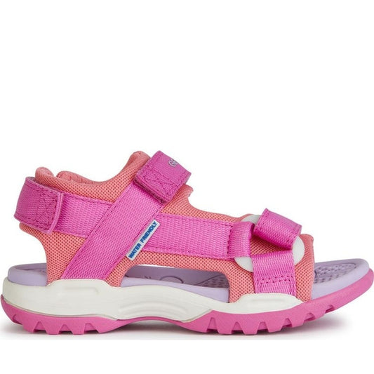 Geox girls fuchsia, lt coral borealis sandals | Vilbury London