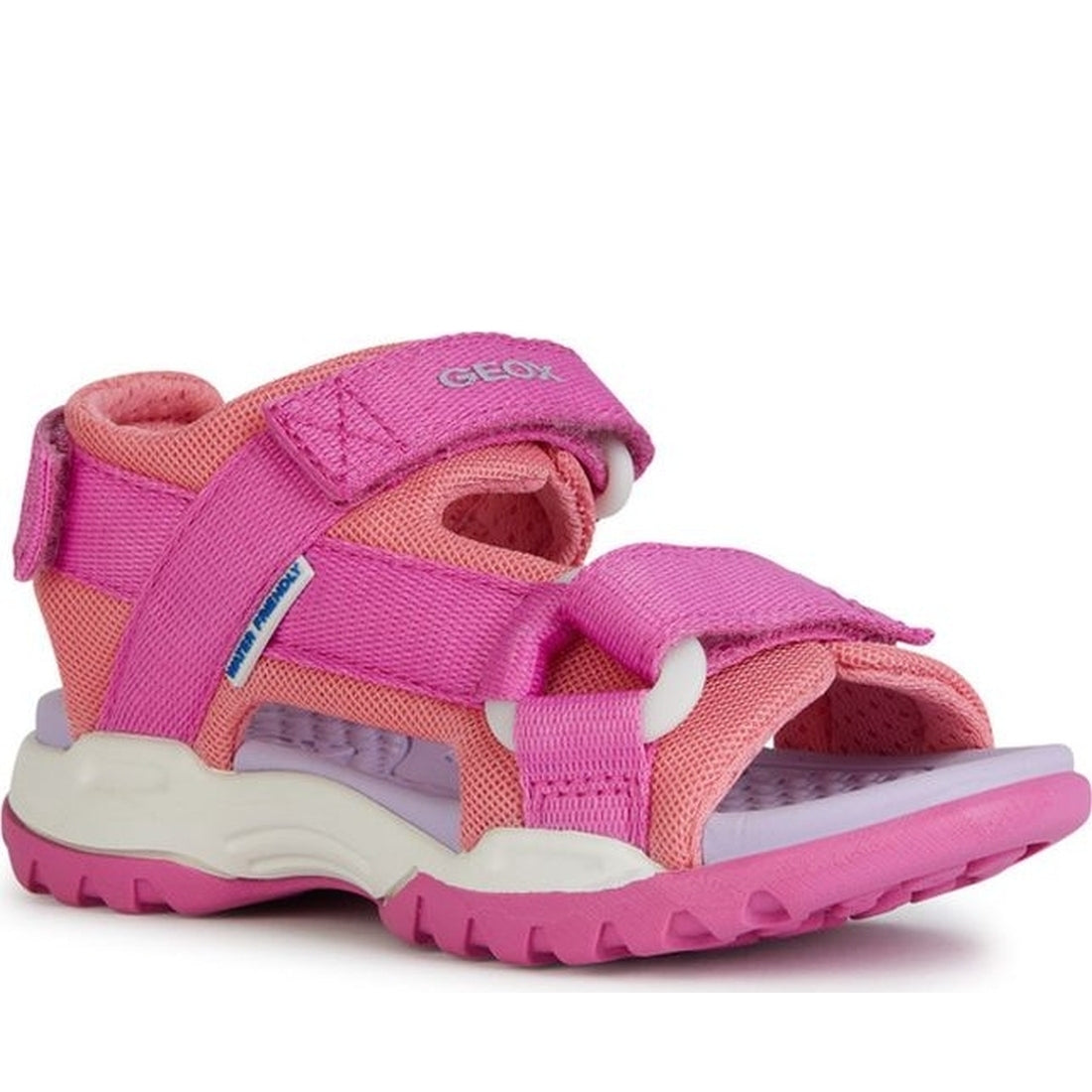 Geox girls fuchsia, lt coral borealis sandals | Vilbury London