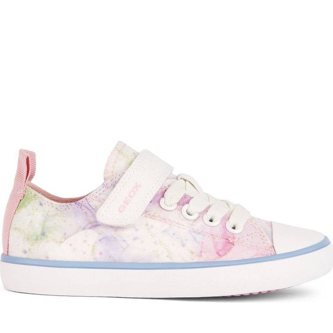 Geox girls white, pink gisli sneakers | Vilbury London