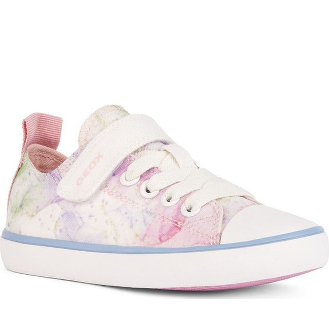 Geox girls white, pink gisli sneakers | Vilbury London