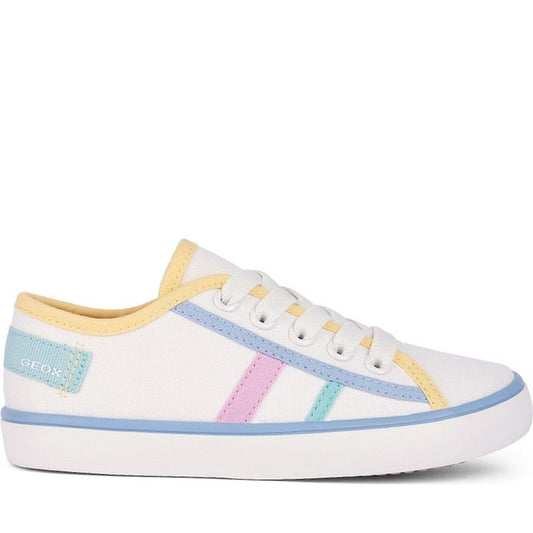 Geox girls white, lt yellow gisli sneakers | Vilbury London