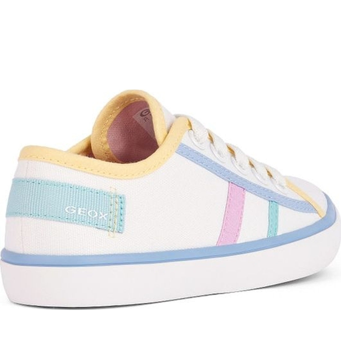 Geox girls white, lt yellow gisli sneakers | Vilbury London