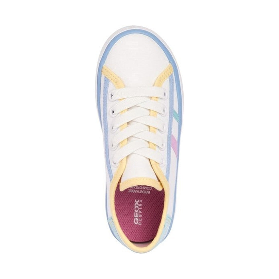 Geox girls white, lt yellow gisli sneakers | Vilbury London