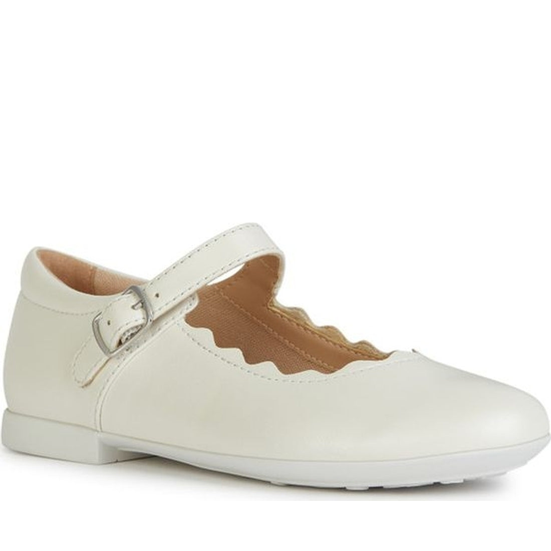 Geox girls white plie' ballerina | Vilbury London