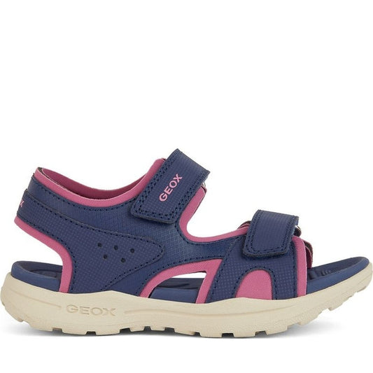 Geox girls navy, fuchsia vaniett sandals | Vilbury London