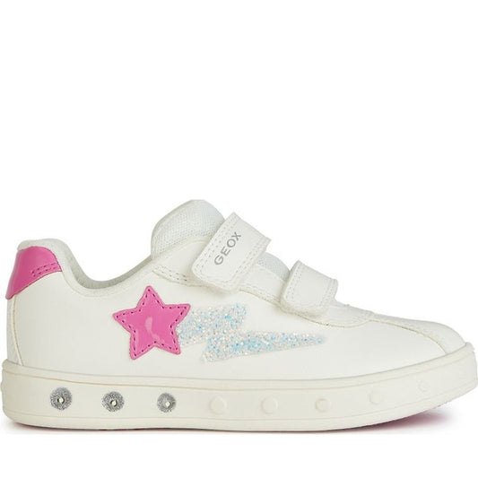 Geox girls white, fuchsia skylin sneakers | Vilbury London