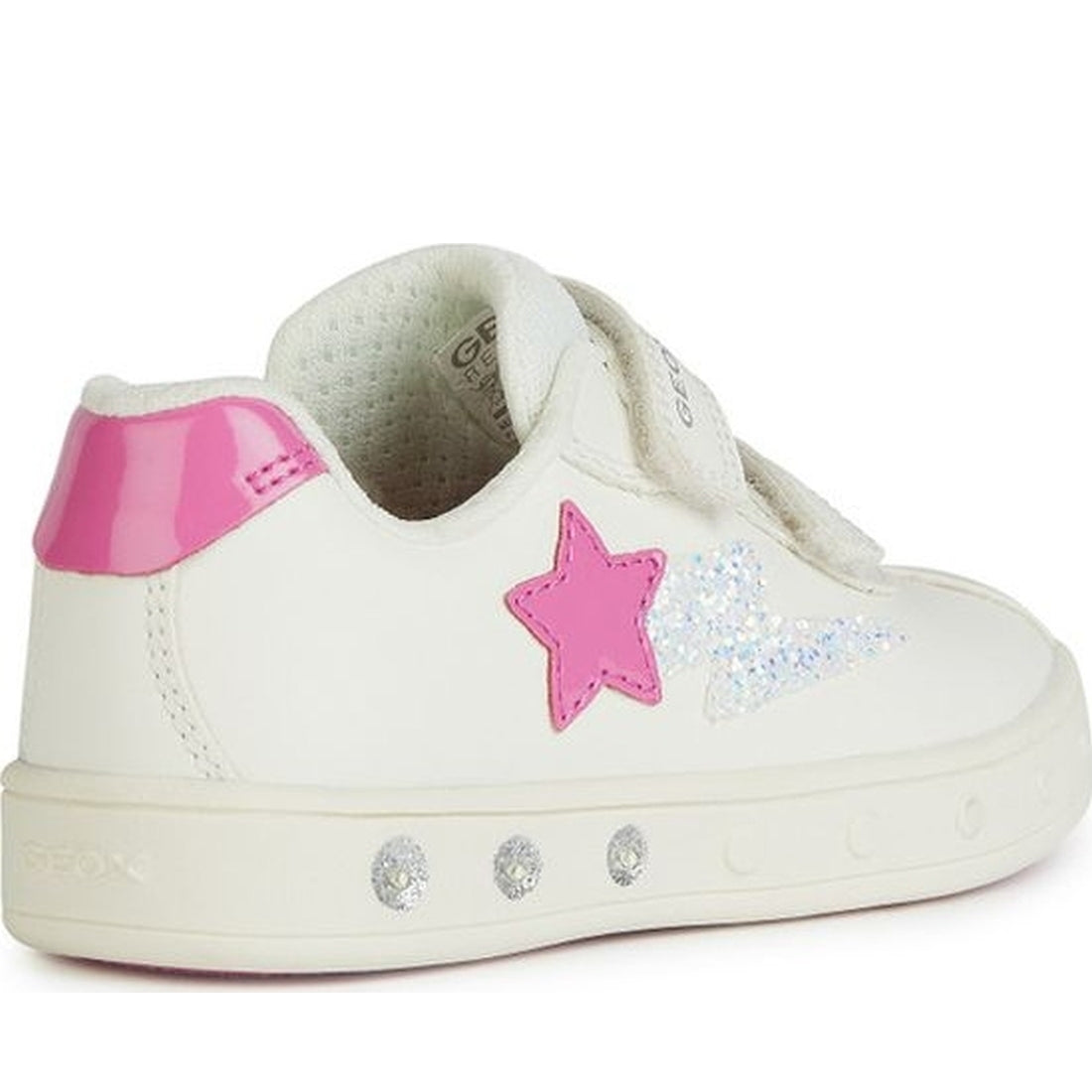 Geox girls white, fuchsia skylin sneakers | Vilbury London