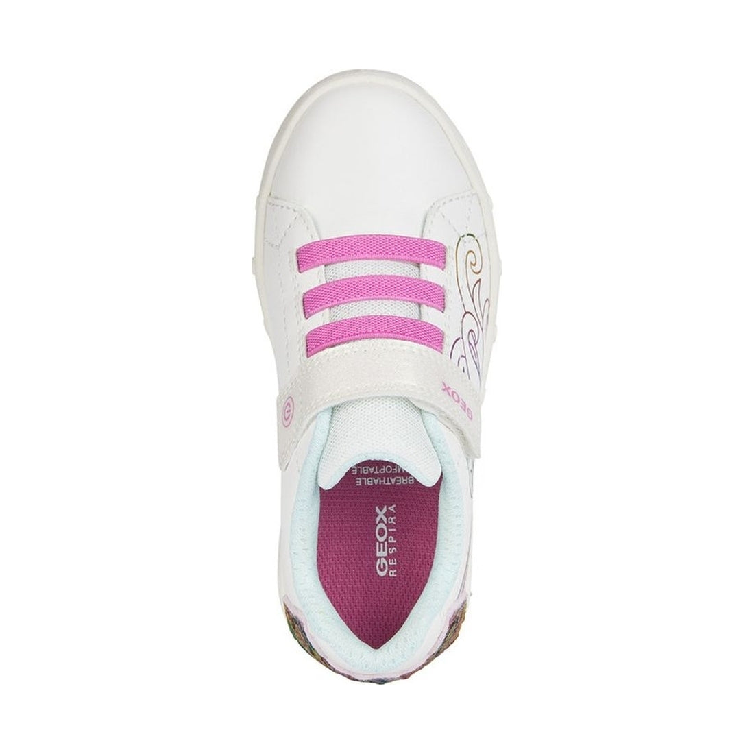 Geox girls white, multicolor skylin sneakers | Vilbury London