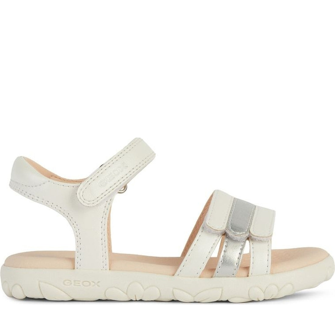 Geox girls white, silver sandal haiti | Vilbury London