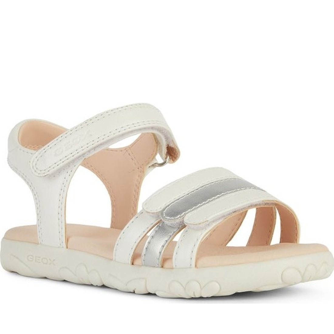 Geox girls white, silver sandal haiti | Vilbury London