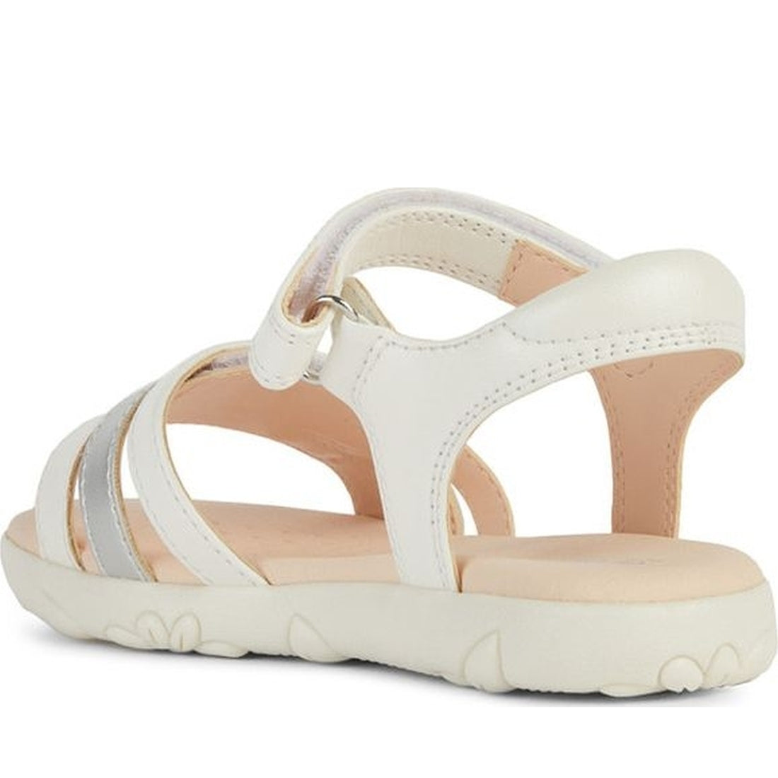 Geox girls white, silver sandal haiti | Vilbury London