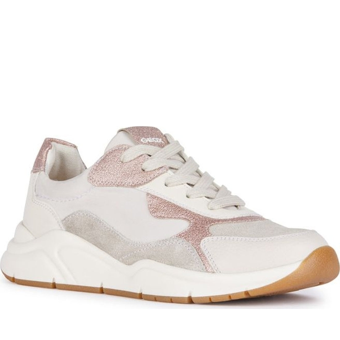 Geox girls off white, lt rose mawazy sneakers | Vilbury London