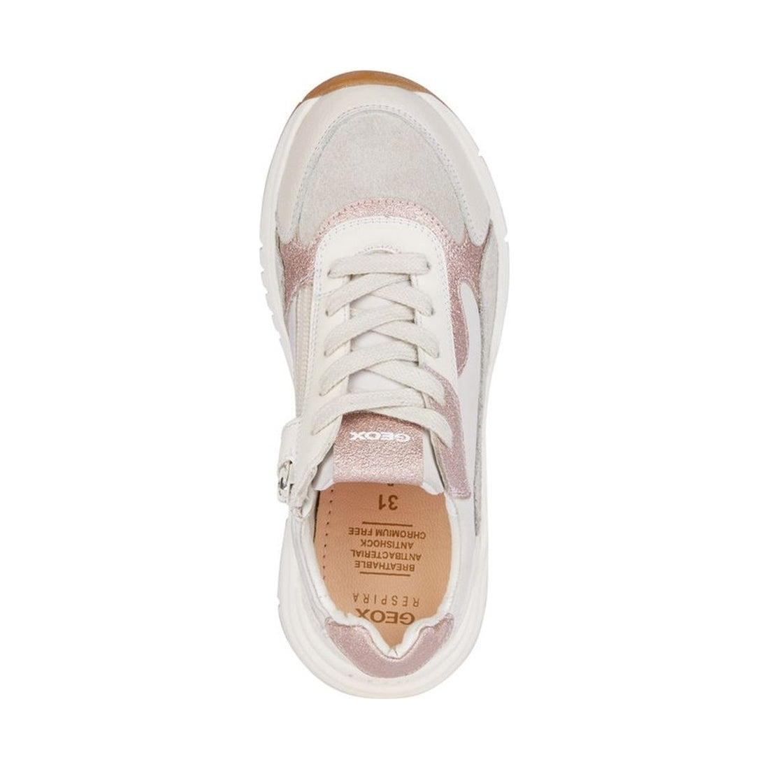 Geox girls off white, lt rose mawazy sneakers | Vilbury London