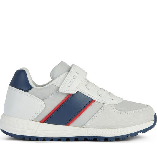 Geox boys white, navy alben sneakers | Vilbury London