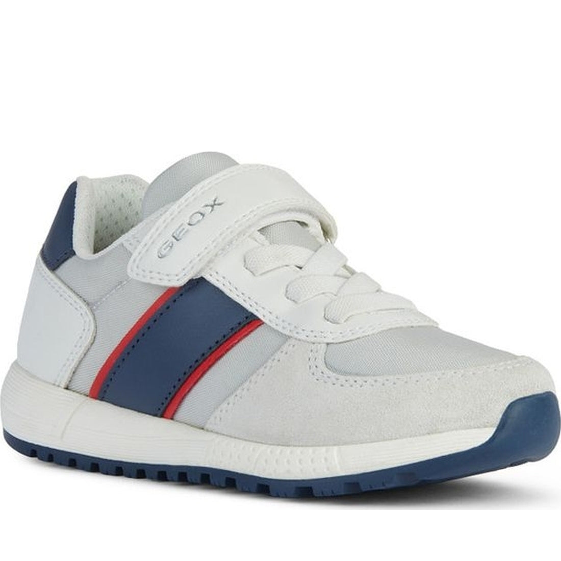 Geox boys white, navy alben sneakers | Vilbury London