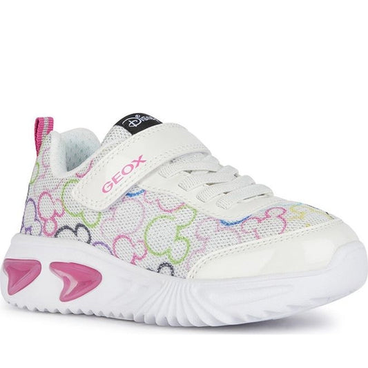 Geox girls white, multicolor assister sneakers | Vilbury London