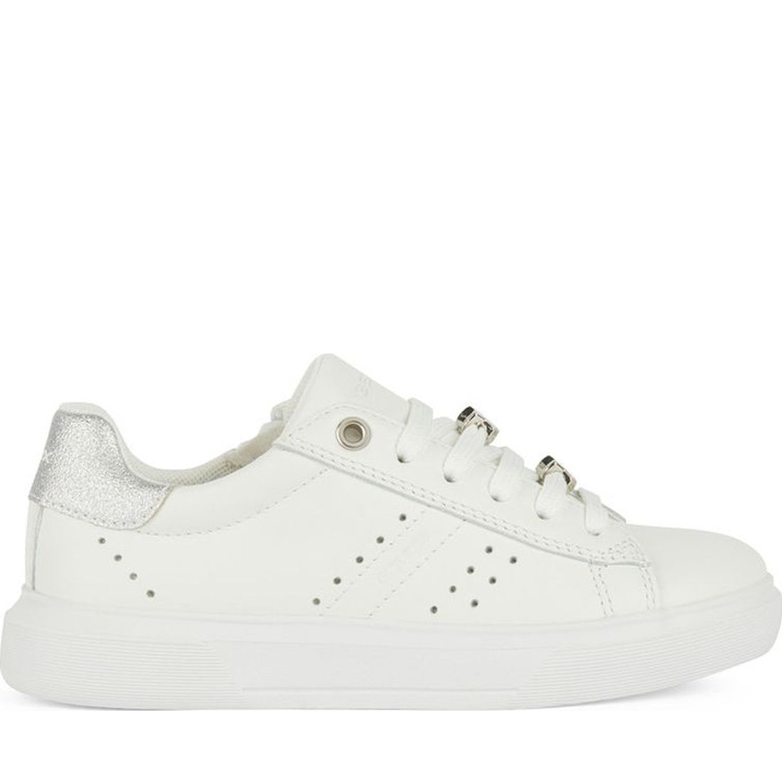 Geox girls white, silver nettuno sneakers | Vilbury London