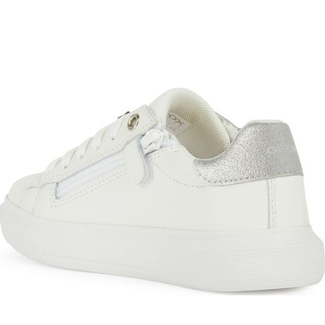 Geox girls white, silver nettuno sneakers | Vilbury London