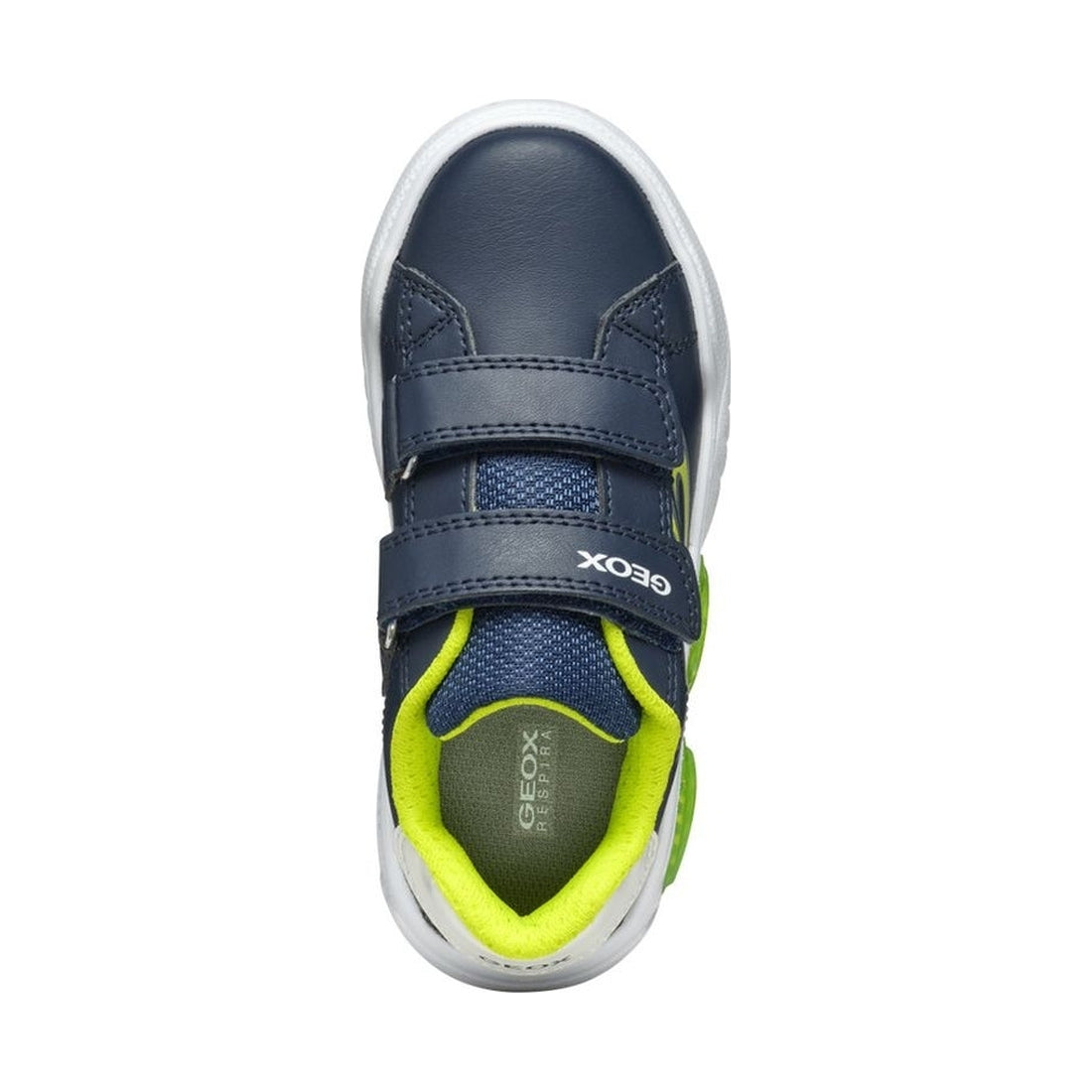 Geox boys navy, lime illuminus sneakers | Vilbury London