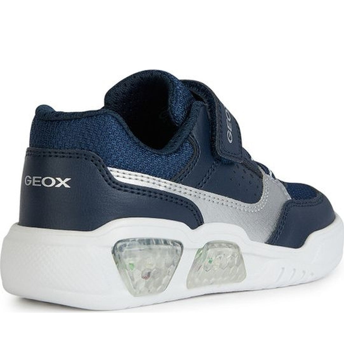 Geox boys navy, silver illuminus sneakers | Vilbury London