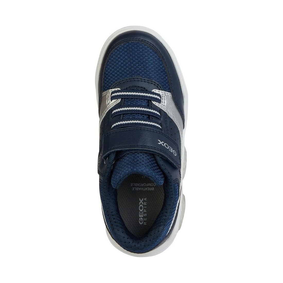 Geox boys navy, silver illuminus sneakers | Vilbury London