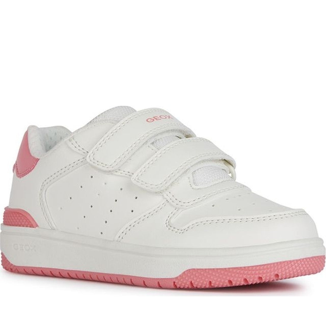 Geox girls white, coral washiba sneakers | Vilbury London