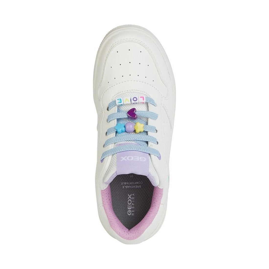 Geox girls white, multicolor washiba sneakers | Vilbury London