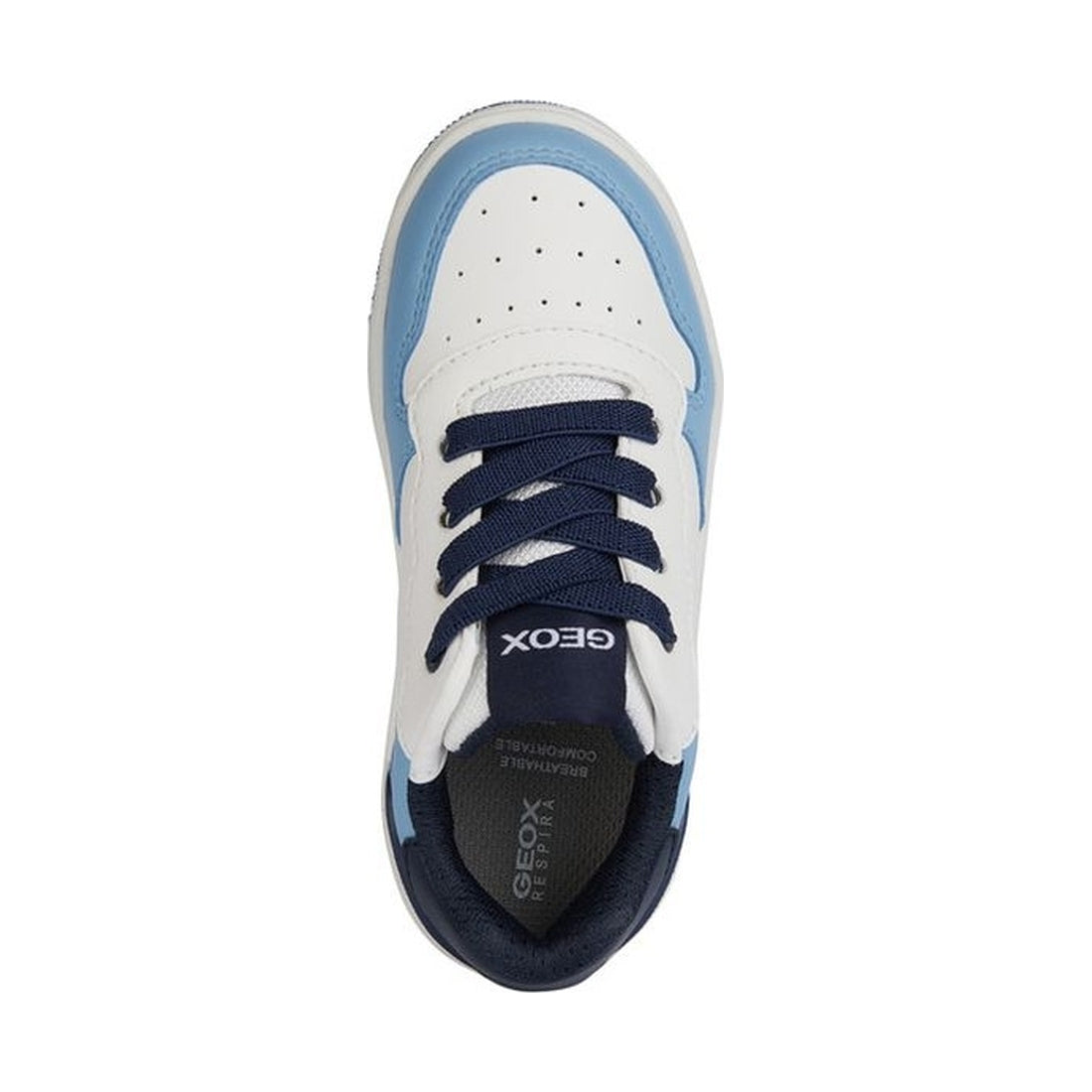 Geox boys white, lt jeans washiba sneakers | Vilbury London