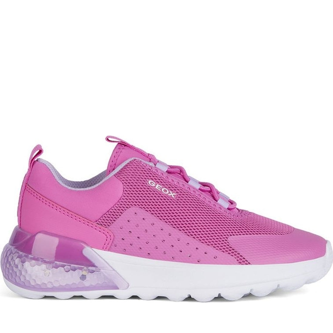 Geox girls fuchsia, lilac activart illuminus sneakers | Vilbury London