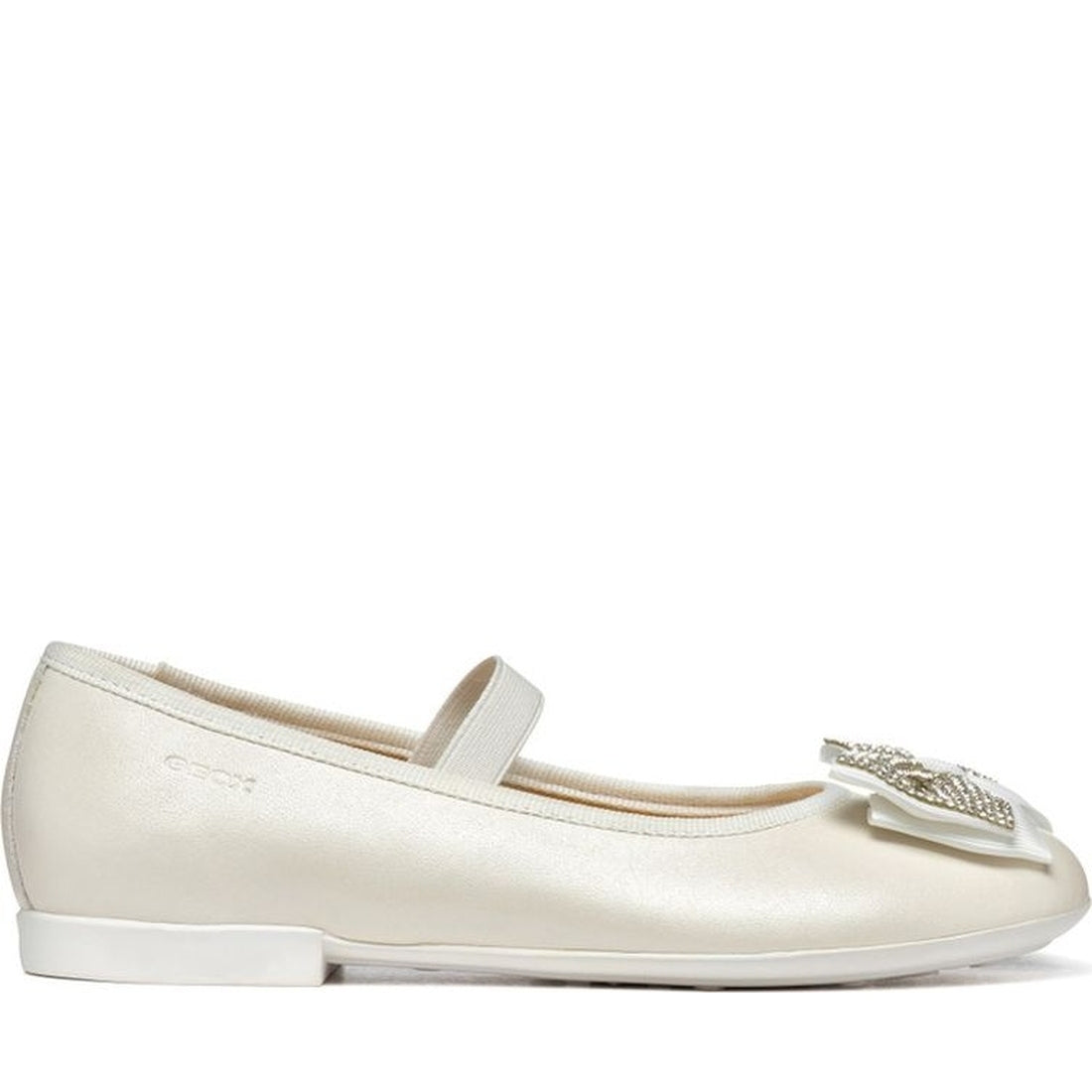 Geox girls white plie' ballerina | Vilbury London