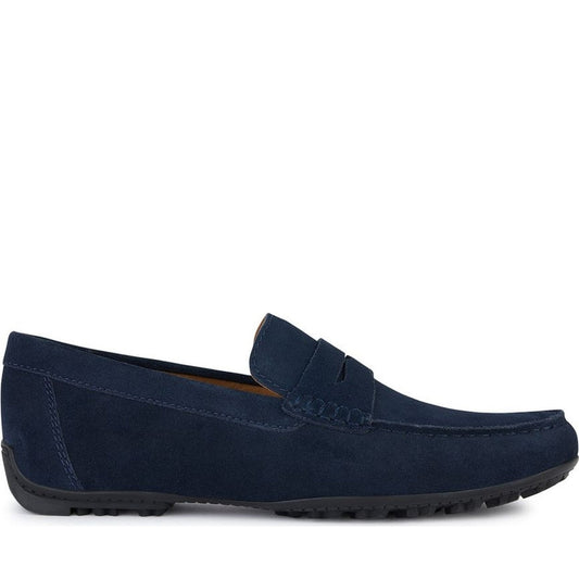 Geox mens navy kosmopolis grip moccasins | Vilbury London