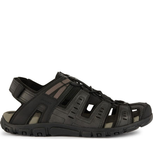 Geox mens black mo sandal strada sandals | Vilbury London