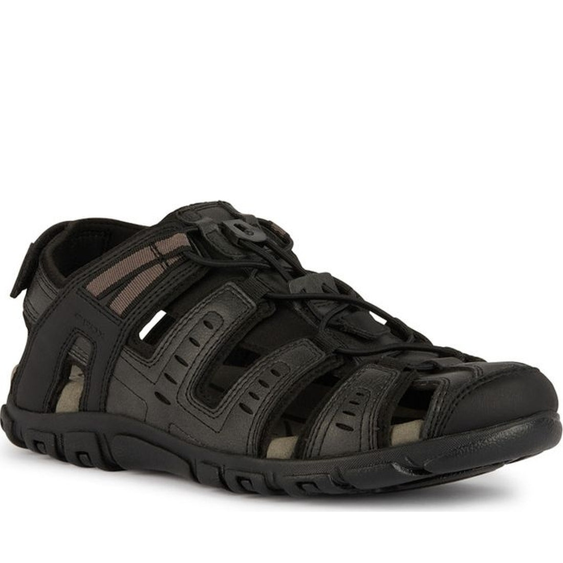 Geox mens black mo sandal strada sandals | Vilbury London