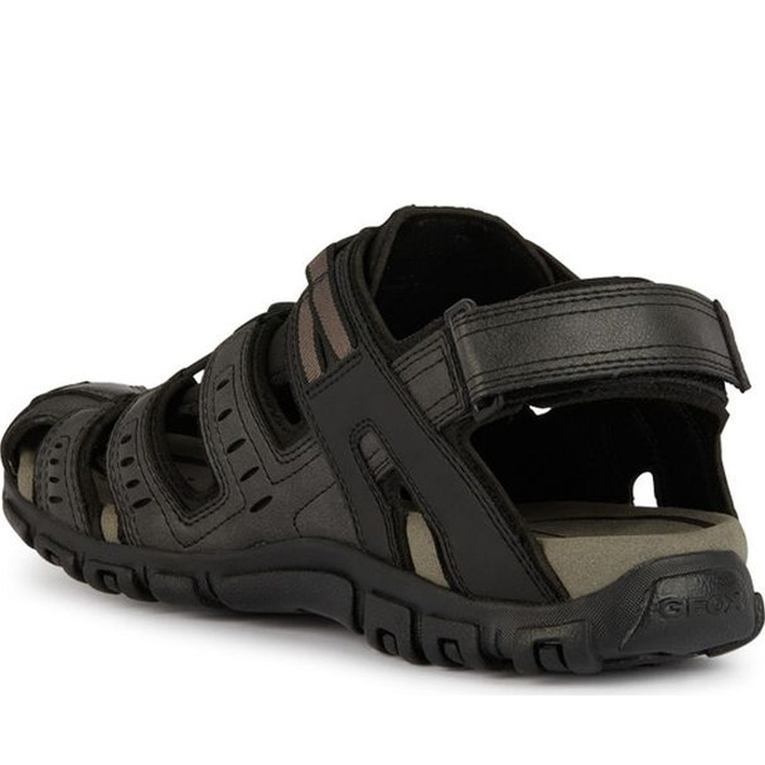 Geox mens black mo sandal strada sandals | Vilbury London