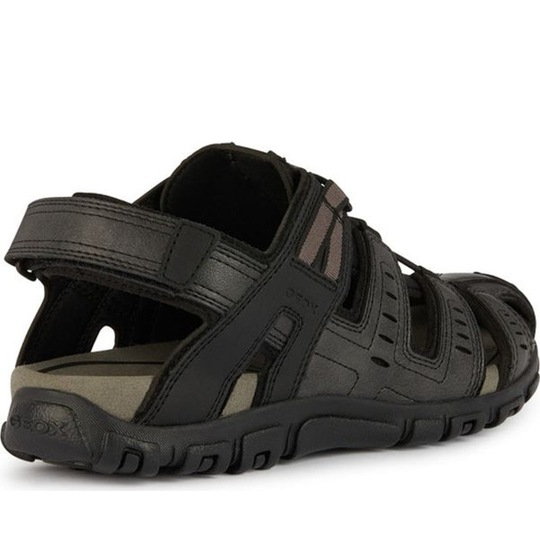 Geox mens black mo sandal strada sandals | Vilbury London