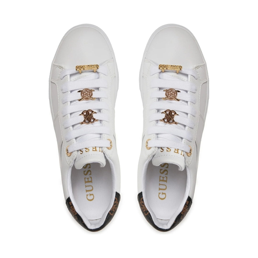 Guess womens white giella sneakers | Vilbury London