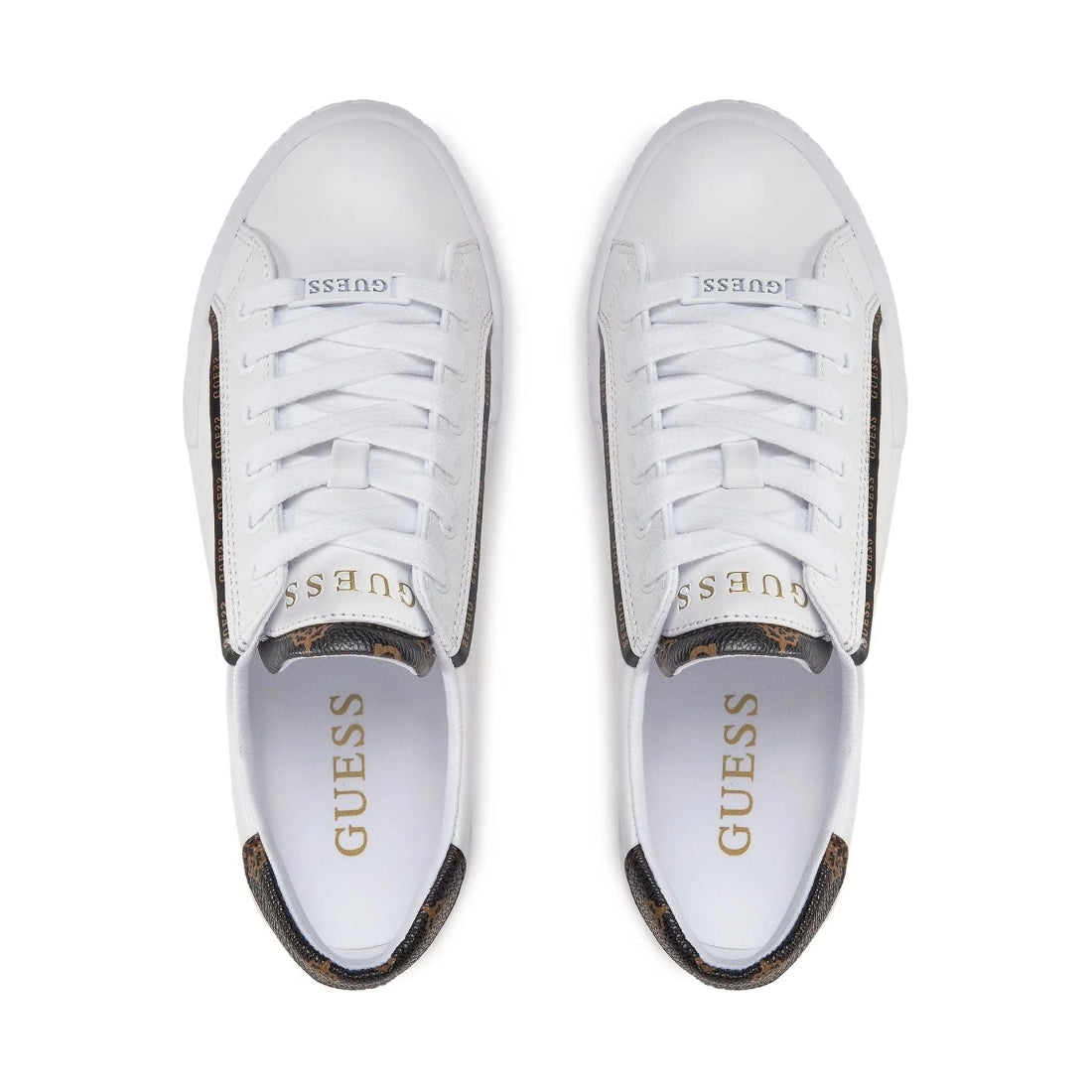 Guess womens white pardie6 sneakers | Vilbury London