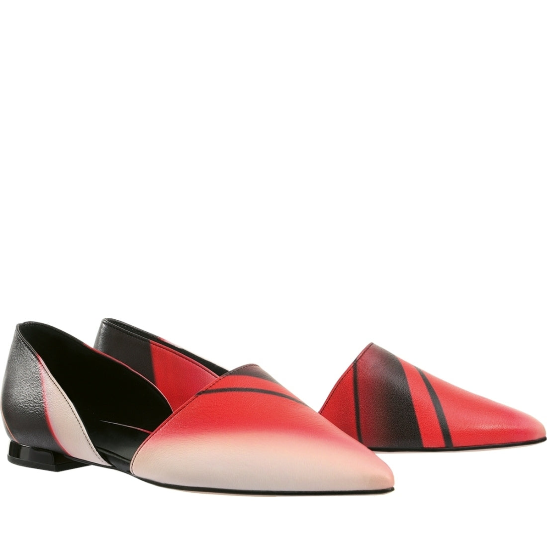 Hogl womens red, multi eve ballerinas | Vilbury London