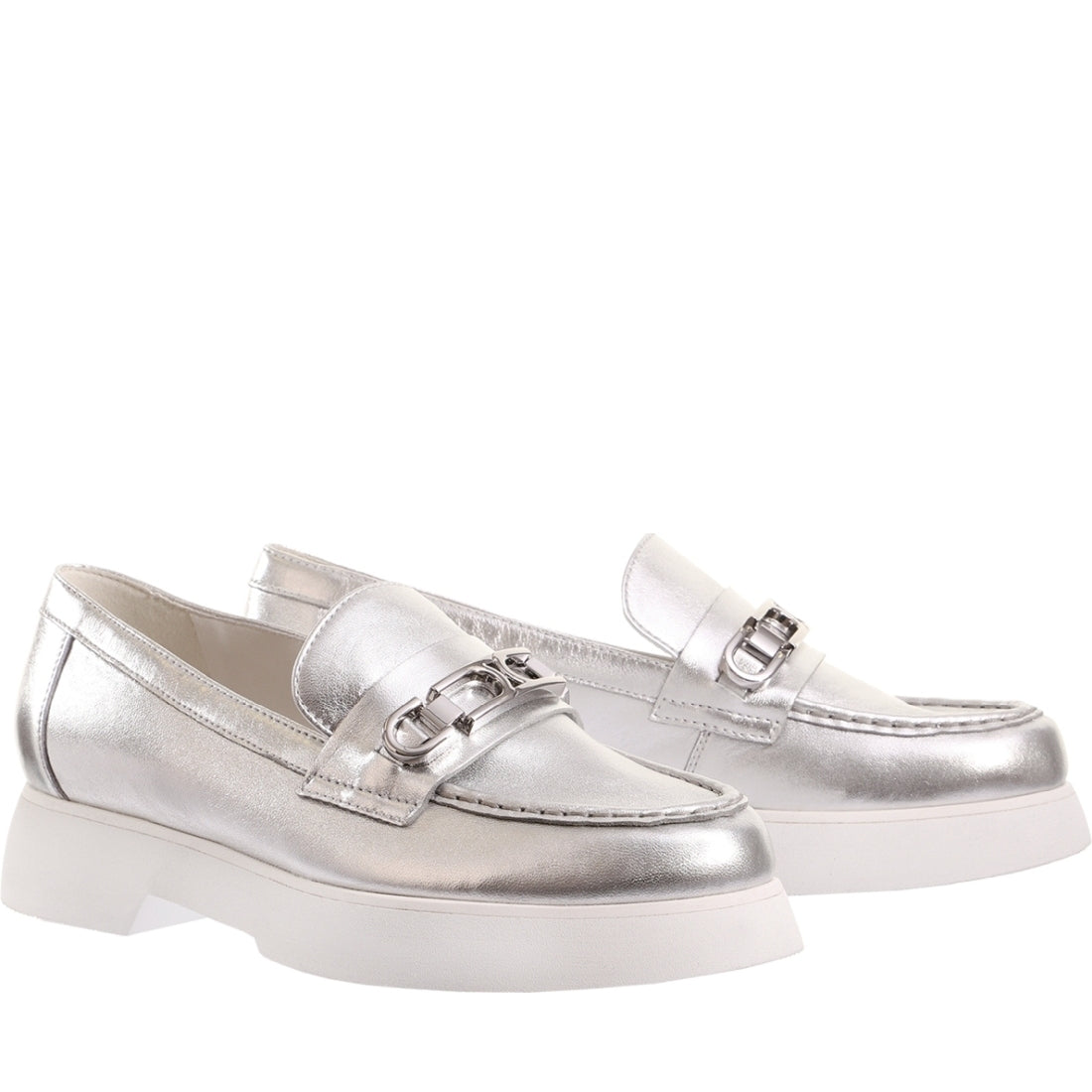 Hogl womens silver cecil loafers | Vilbury London